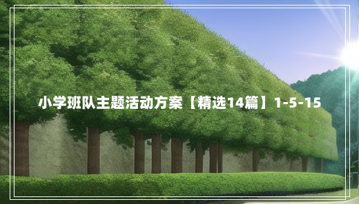 小学班队主题活动方案【精选14篇】1-5-15