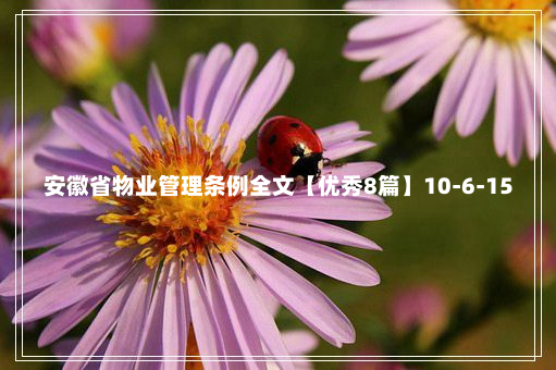 安徽省物业管理条例全文【优秀8篇】10-6-15