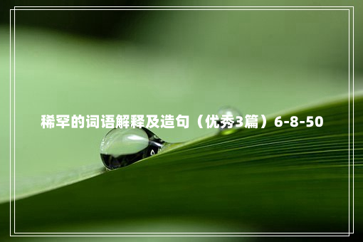 稀罕的词语解释及造句（优秀3篇）6-8-50