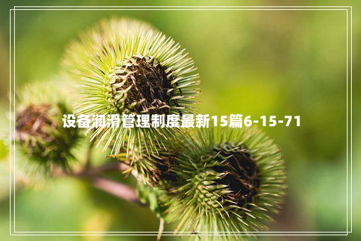 设备润滑管理制度最新15篇6-15-71