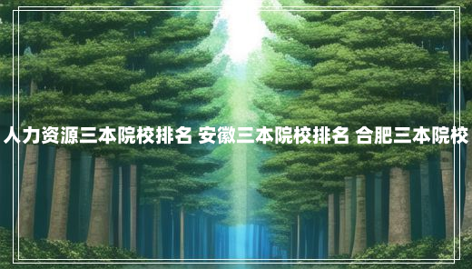 人力资源三本院校排名 安徽三本院校排名 合肥三本院校