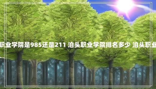 泊头职业学院是985还是211 泊头职业学院排名多少 泊头职业学院