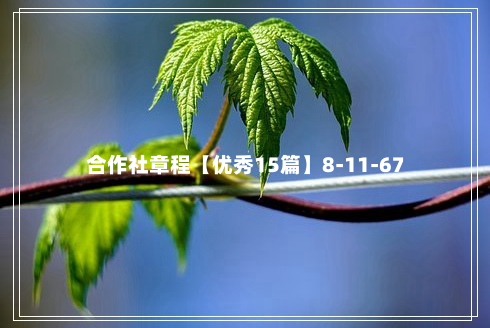 合作社章程【优秀15篇】8-11-67