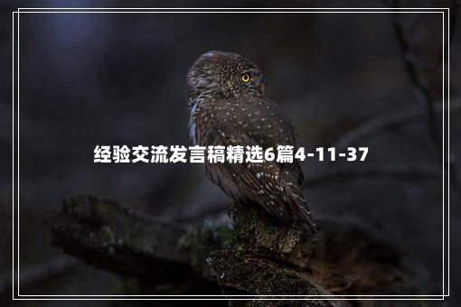 经验交流发言稿精选6篇4-11-37