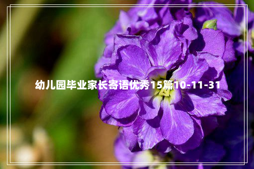 幼儿园毕业家长寄语优秀15篇10-11-31