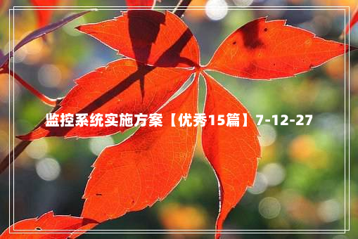 监控系统实施方案【优秀15篇】7-12-27