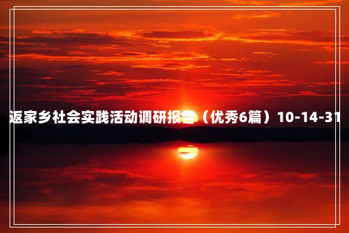 返家乡社会实践活动调研报告（优秀6篇）10-14-31